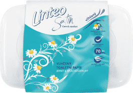 LINTEO SATIN Nawilżany papier toaletowy z wyciągiem z rumianku, 70 listków, plastikowe pudełko LINTEO SATIN Nawilżany papier toaletowy z wyciągiem z rumianku, 70 listków, plastikowe pudełko