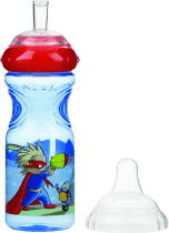 NUBY Nietłukąca się butelka z silikonowym ustnikiem, 300ml, 9m+, niebieska z czerwonym wieczkiem – s NUBY Nietłukąca się butelka z silikonowym ustnikiem, 300ml, 9m+, niebieska z czerwonym wieczkiem – s