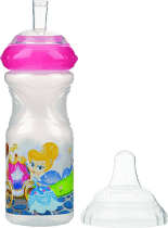 NUBY Nietłukąca się butelka z silikonowym ustnikiem, 300ml, 9m+, biała z różowym wieczkiem NUBY Nietłukąca się butelka z silikonowym ustnikiem, 300ml, 9m+, biała z różowym wieczkiem
